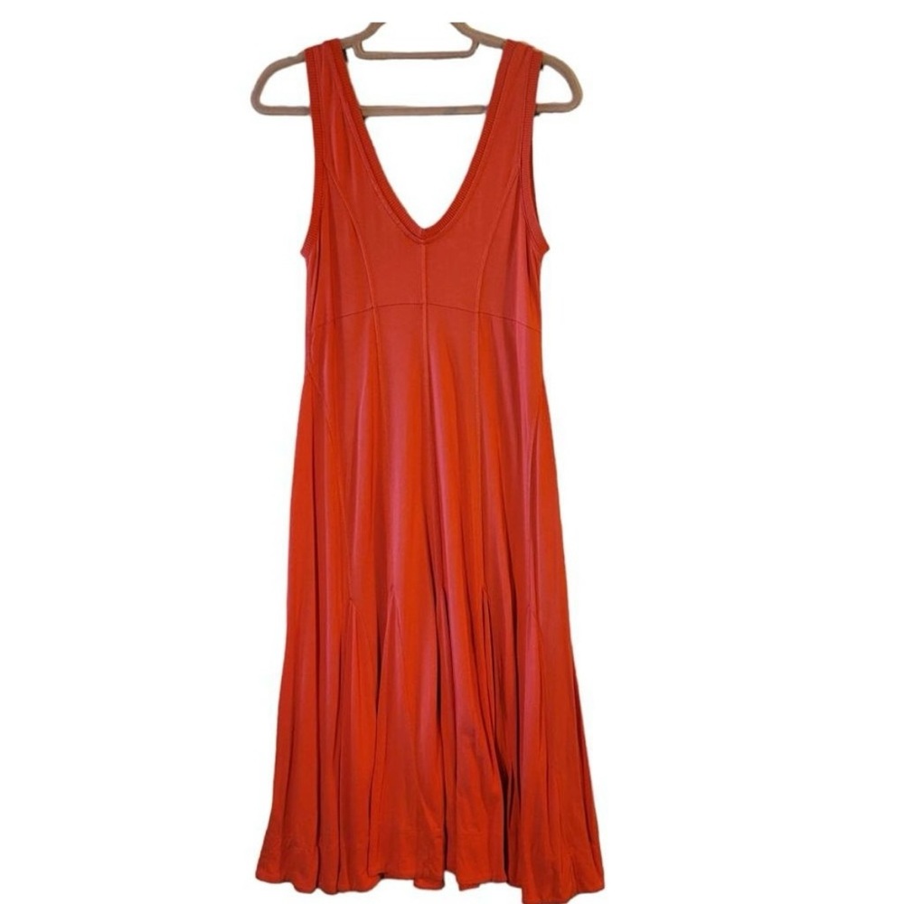 Anthropologie Maeve Orange V Neck Maxi Dress Women Size XL